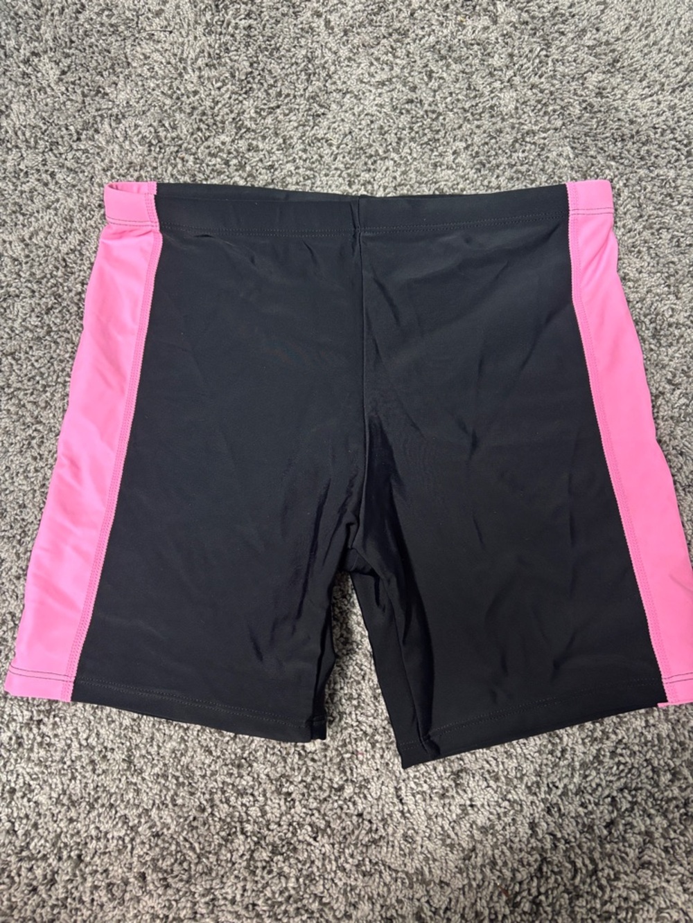 Source Unknown Girls Black Swim Shorts with Pink Side Panels